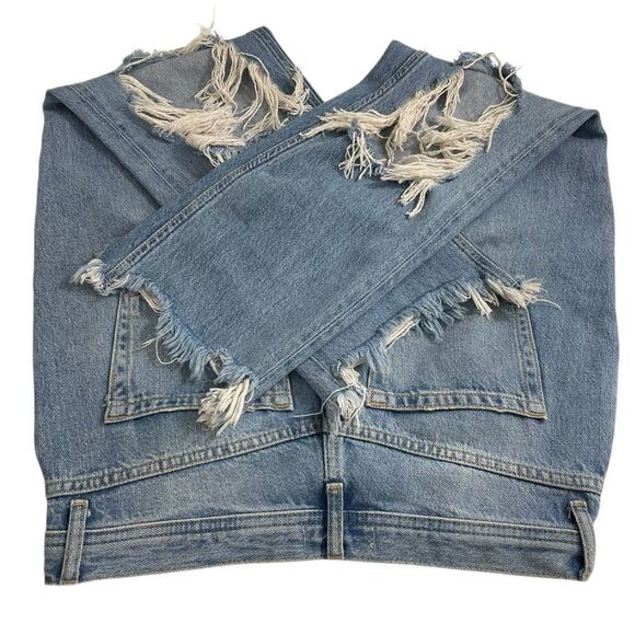 We the Free People Maggie Straight Leg Distressed Denim Women’s Sz 27 Blue Jeans - Picture 4 of 11